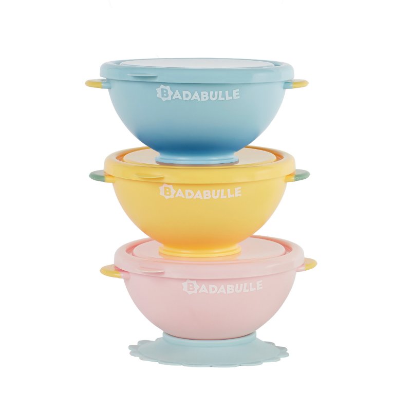 Produkt - Sada 3ks misek s víčky a 1 přísavkou Fun Colors (POŠKOZENÝ OBAL)